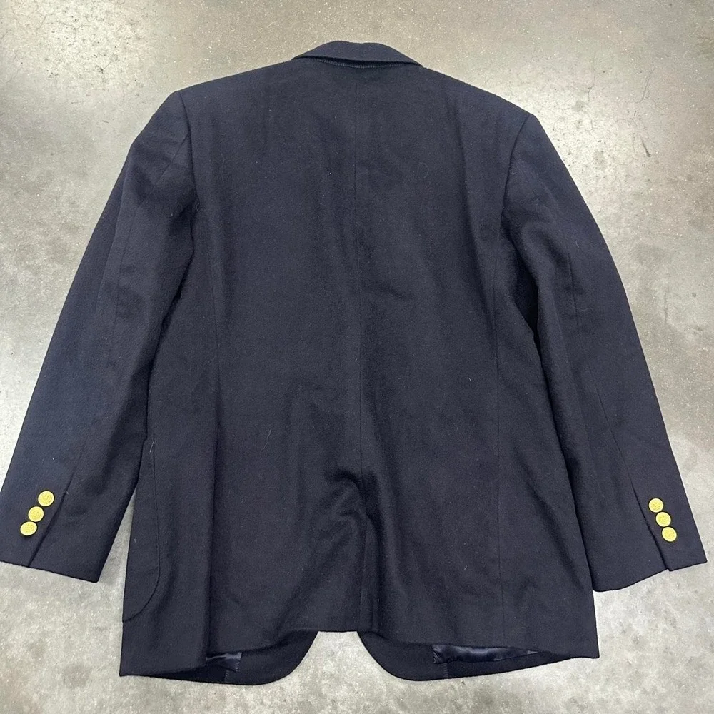 Burberrys' Vintage 2-Button 100% cashmere Navy Blue Blazer Jacket Size Large